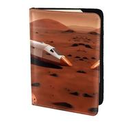 JIUTY Mars Planet - Soporte para pasaporte con estampado de planetas para mujeres y hombres, cartera de viaje de piel de vacuno, accesorios de cubierta de documentos de viaje, Black, Talla única