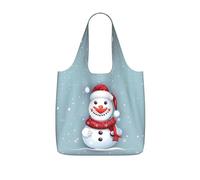 JIUTY Merry Christmas - Bolsa de compras plegable reutilizable con estampado de muñeco de nieve de 25 l, de poliéster, bolsa de viaje, fin de semana, regalo