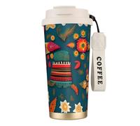 JIUTY Mexican Folk Boho - Taza de café de viaje en acero inoxidable 316, tapa sin fugas y sin BPA, mantiene el calor y el frío durante horas