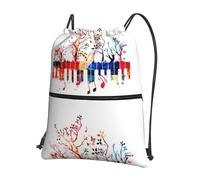 JIUTY Mochila colorida con cierre de cremallera y teclado de piano, bolsa de hombro con cordón, luz compacta para entrenamiento y sesiones