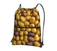 JIUTY Mochila con cierre de cremallera con estampado de muchas patatas, bolsa de hombro con cordón, ligera compacta para entrenamiento y sesiones