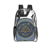 JIUTY Mochila de seguridad transparente con estampado de cálculo de matemáticas, de PVC, para escuela, bolsillo frontal, bolsillo lateral, malla moderna