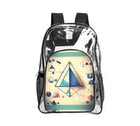 JIUTY Mochila de seguridad transparente con estampado de cálculo G e matemáticas, de PVC, para escuela, viajes, bolsillo frontal, malla lateral, moderna, utilidad