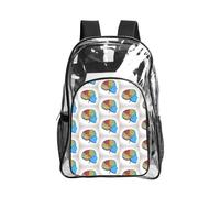 JIUTY Mochila de seguridad transparente con estampado de cerebro izquierdo y derecho, de PVC, para la escuela, bolsillo frontal, bolsillo lateral, malla moderna