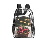 JIUTY Mochila de seguridad transparente con estampado de Feliz Navidad, bolsa de libros escolar, bolsillo frontal, bolsillo lateral, malla moderna