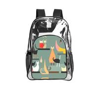 JIUTY Mochila de seguridad transparente con estampado de gatos de mediados de siglo, de PVC, para escuela, bolsillo frontal, bolsillo lateral, de malla, moderna utilidad