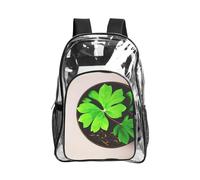 JIUTY Mochila de seguridad transparente con estampado de hojas del día de San Patricio, bolsa de libros de PVC, bolsillo frontal, bolsillo lateral, malla moderna