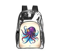 JIUTY Mochila de seguridad transparente con estampado de pulpo, de PVC, con bolsillo frontal, bolsillo lateral, de malla, moderna utilidad