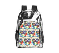 JIUTY Mochila de seguridad transparente con impresión de cerebro izquierdo y derecho, de PVC, para escuela, bolsillo frontal, bolsillo lateral, malla moderna