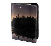 JIUTY Moonlit Canoe Allagash River - Soporte para pasaporte para mujeres y hombres, cartera de viaje de piel de vacuno, accesorios de cubierta de documentos de viaje, Black, Talla única