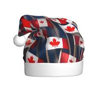 JIUTY Muchas pequeñas banderas canadienses impresas unisex sombrero de Papá Noel para Navidad sombreros de Navidad gruesos sombreros de Navidad escenario Halloween comunidad