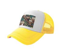 JIUTY Muchos búhos en ramas de árbol, sombreros de camionero con parte trasera de malla refrescante para entrenamiento deportivo, viajes y salidas de playa de verano, amarillo, Talla única