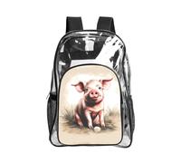 JIUTY Naughty Pig Baby 1 - Mochila de seguridad transparente de PVC para la escuela, bolsillo frontal, bolsillo lateral, malla moderna
