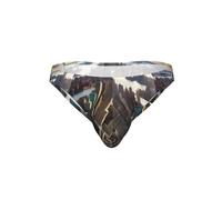 JIUTY New York City Print - Calzoncillos de bikini contemporáneos para hombre, cintura baja, moderna, transpirable, estampado único, regalo, Negro, 4XL