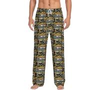 JIUTY Old Tractor Photo Farm - Pantalones de dormir cómodos de franela para hombre, pantalones de descanso suaves y grandes para el hogar, Negro, XL