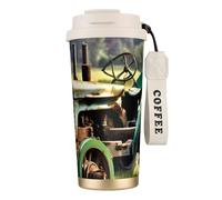 JIUTY Old Tractor Photo Farm - Taza de café de viaje en acero inoxidable 316 sin fugas y tapa sin BPA, mantiene el calor y el frío durante horas