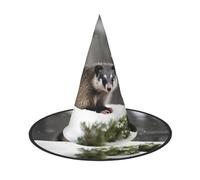 JIUTY Opossum In Snow - Gorra de bruja para cosplay, 2 piezas, para fiestas de Halloween, accesorio de disfraz de bruja para fiesta de Halloween