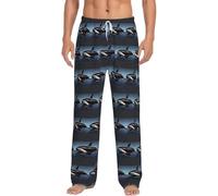 JIUTY Orca Killer Whale Print - Pantalones de dormir de franela para hombre, cómodos pantalones de dormir grandes y altos para el hogar, Negro, L