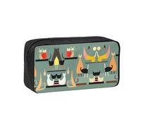 JIUTY Organizador de artículos de papelería con estampado de gatos de mediados de siglo, bolsa grande con cremallera suave de poliéster para adolescentes, escuela, viajes de trabajo
