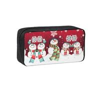 JIUTY Organizador de papelería con estampado de muñeco de nieve con texto en inglés "Merry Christmas", bolsa grande de poliéster con cremallera suave para adolescentes, escuela, viajes de trabajo
