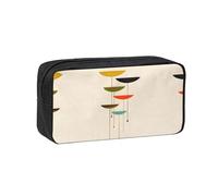 JIUTY Organizador de papelería con estampado moderno de mediados de siglo, bolsa grande con cremallera suave de poliéster para adolescentes, escuela, viajes de trabajo