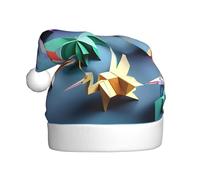 JIUTY Origami Multicolor Papercraft Grullas Impresión Unisex Sombrero de Papá Noel para Navidad Gorros de Navidad Espesar Sombreros de Navidad Escenario Halloween Comunidad