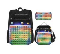 JIUTY Periodic Table of Elements - Mochila escolar de 16 pulgadas con fiambrera, mochilas grandes para primaria y preescolar, Black, Talla única, Juego de mochila escolar