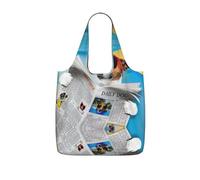JIUTY Perro con gafas de lectura, periódico, océano, playa, impresión, plegable, reutilizable, 25 l, bolsa de poliéster para comestibles, viajes, fin de semana, regalo