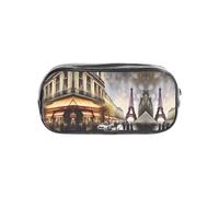 JIUTY Pintura al óleo París Street Scene Torre Eiffel elegante estuche transparente con cremallera suave, bolsa de papelería multiusos para la escuela y la oficina