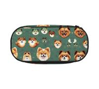 JIUTY Pomeranians - Estuche para lápices con cremallera y bonito diseño estético de gran capacidad, organizador portátil de escritorio de oficina para adultos, Black, Talla única, Organizador de