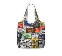 JIUTY Porta compras plegable reutilizable con impresión de matrícula, de poliéster, 25 l, bolsa de viaje para fin de semana, bolsa de regalo