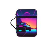 JIUTY Retrowave - Bolsa de mano para Biblia impresa con asa resistente, funda protectora para culto a la iglesia y peregrinación