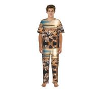 JIUTY Seashell Landscape On The Beach - Conjunto de ropa para el hogar para hombre, camiseta de cuello redondo, pantalones relajados, pijamas estampados, regalos para padres hermanos, Negro, M