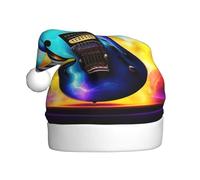 JIUTY Sombrero de Papá Noel unisex con estampado de guitarra eléctrica mágica para Navidad, sombreros de Navidad, escenario, Halloween, comunidad