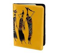 JIUTY Soporte creativo para pasaporte con impresión de cultura africana para mujeres y hombres, cartera de viaje de piel de vacuno, accesorios de cubierta de documentos de viaje, Black, Talla única