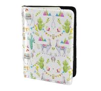 JIUTY Soporte para pasaporte con diseño de bandera de cactus de alpaca y llama, para mujeres y hombres, cartera de viaje de piel de vacuno, accesorios de cubierta de documentos de viaje, Black, Talla