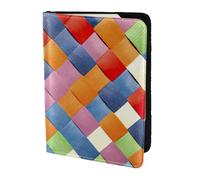 JIUTY Soporte para pasaporte con estampado a cuadros coloridos para mujeres y hombres, cartera de viaje de cuero vacuno, accesorios de cubierta de documentos de viaje, Black, Talla única