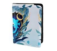 JIUTY Soporte para pasaporte con estampado de ballena animal azul profundo para mujeres y hombres, cartera de viaje de cuero vacuno, accesorios de cubierta de documentos de viaje, Black, Talla única