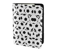 JIUTY Soporte para pasaporte con estampado de balón de fútbol en blanco y negro para mujeres y hombres, cartera de viaje de cuero vacuno, accesorios de cubierta de documentos de viaje, Black, Talla