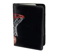 JIUTY Soporte para pasaporte con estampado de baloncesto para mujeres y hombres, cartera de viaje de cuero vacuno, accesorios de cubierta de documentos de viaje, Black, Talla única