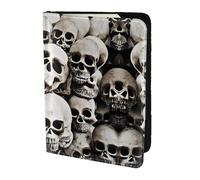 JIUTY Soporte para pasaporte con estampado de calavera mexicana para mujeres y hombres, cartera de viaje de cuero vacuno, accesorios de cubierta de documentos de viaje, Black, Talla única