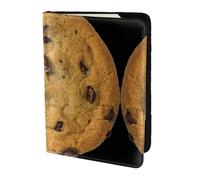 JIUTY Soporte para pasaporte con estampado de galletas de chocolate para mujeres y hombres, cartera de viaje de piel de vacuno, accesorios de cubierta de documentos de viaje, Black, Talla única