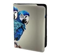 JIUTY Soporte para pasaporte con estampado de loro azul para mujeres y hombres, cartera de viaje de cuero vacuno, accesorios de cubierta de documentos de viaje, Black, Talla única
