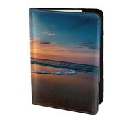 JIUTY Soporte para pasaporte con estampado de olas de playa para mujeres y hombres, cartera de viaje de cuero vacuno, accesorios de cubierta de documentos de viaje, Black, Talla única