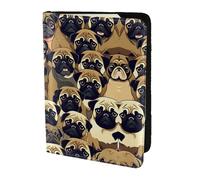 JIUTY Soporte para pasaporte con estampado de perro carlino para mujeres y hombres, cartera de viaje de cuero vacuno, accesorios de cubierta de documentos de viaje, Black, Talla única