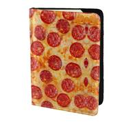 JIUTY Soporte para pasaporte con impresión 3D de pizza y pepperoni para mujeres y hombres, cartera de viaje de piel de vacuno, accesorios de cubierta de documentos de viaje, Black, Talla única