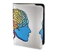 JIUTY Soporte para pasaporte con impresión de cerebro izquierdo y derecho para mujeres y hombres, cartera de viaje de cuero vacuno, accesorios de cubierta de documentos de viaje, Black, Talla única