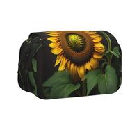 JIUTY Sunflowers in The Weeds - Estuche para lápices de gran capacidad, bolsa de papelería para niños con doble capa para escuela, oficina, universidad, Black, Talla única, Organizador de bolsas
