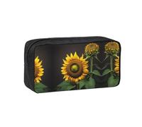 JIUTY Sunflowers in the Weeds - Organizador de papelería impreso grande, bolsa de poliéster con cremallera suave para adolescentes, escuela, viajes de trabajo
