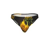 JIUTY Sunflowers in the Weeds Print - Calzoncillos de bikini contemporáneos para hombre, ropa interior de talle bajo, moderna, transpirable, estampado único, regalo, Negro, M